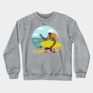 Surfing man on Summer Day Crewneck Sweatshirt